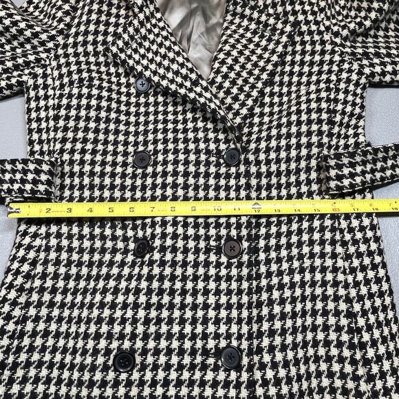 J Crew Trench coat Size 10 Houndstooth Belted Wool Blend Long Lined FLAWS - Picture 11 of 16